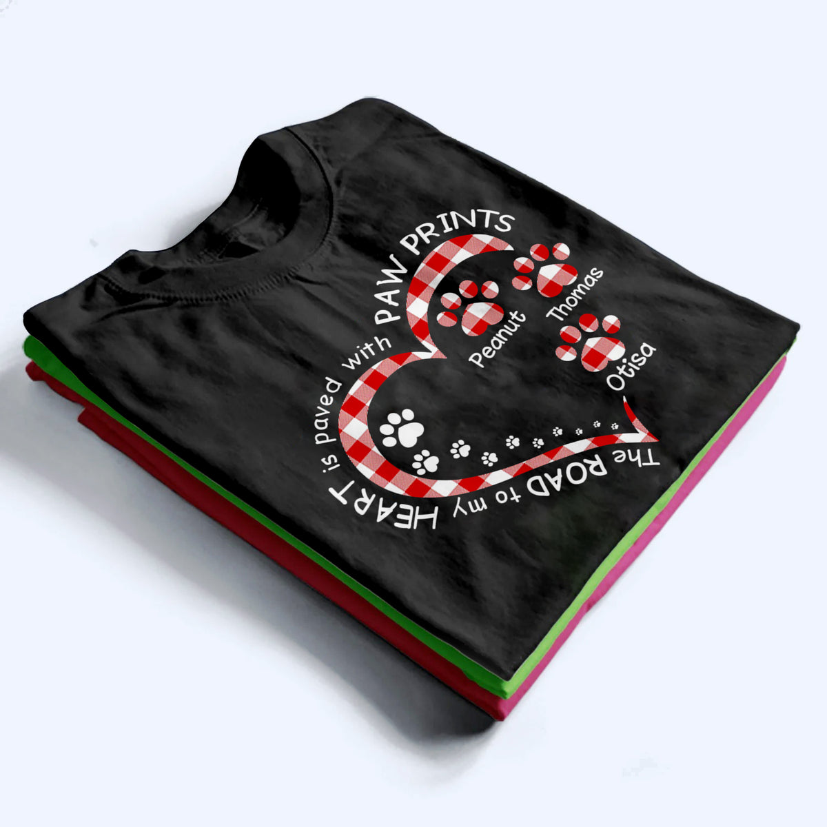 My Heart With Paw Prints Dog/Cat - Personalized Custom T Shirt - Gift for Dog/Cat Mom, Dog/Cat Dad, Pets Lovers