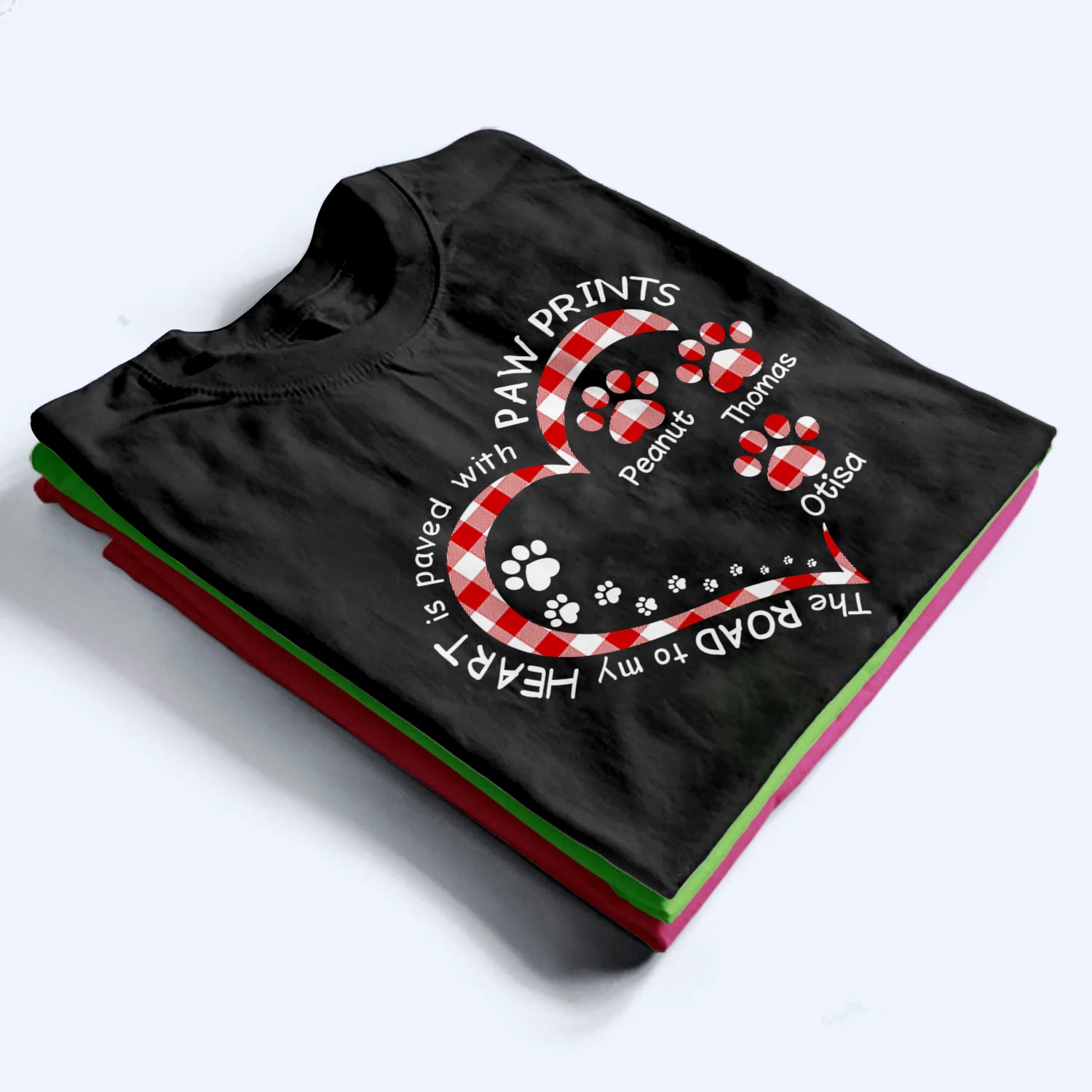 My Heart With Paw Prints Dog/Cat - Personalized Custom T Shirt - Gift for Dog/Cat Mom, Dog/Cat Dad, Pets Lovers