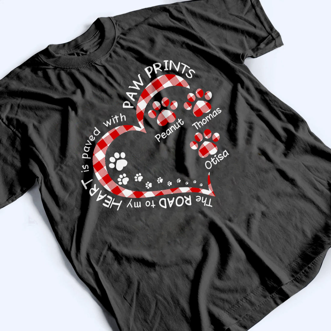 My Heart With Paw Prints Dog/Cat - Personalized Custom T Shirt - Gift for Dog/Cat Mom, Dog/Cat Dad, Pets Lovers