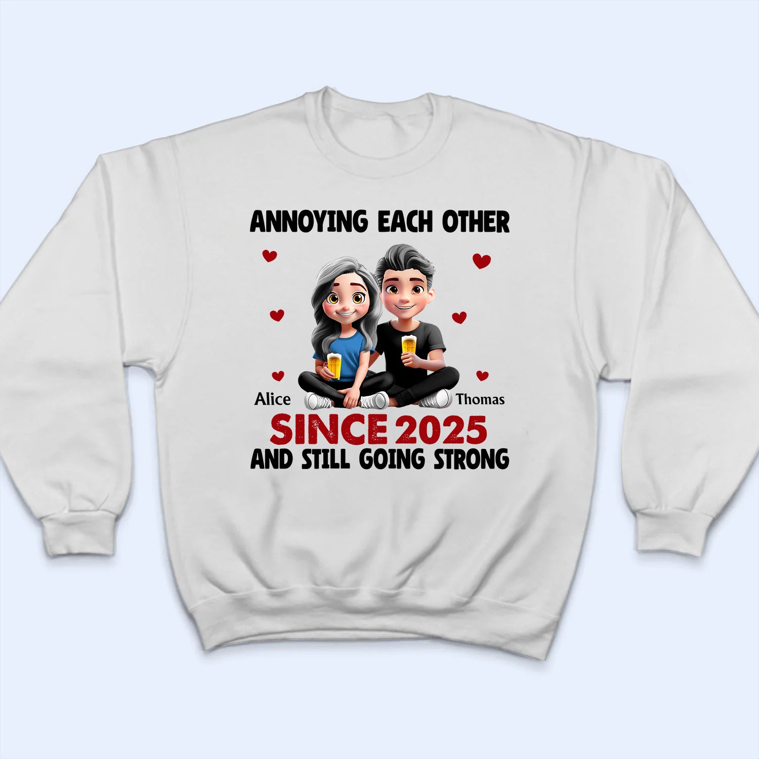 3D Effect Couple Annoying Each Other - Personalized Custom Shirt - Gift For Her/Him, Wife/Husband, Girlfriend/Boyfriend on Anniversary, Valentine's Day