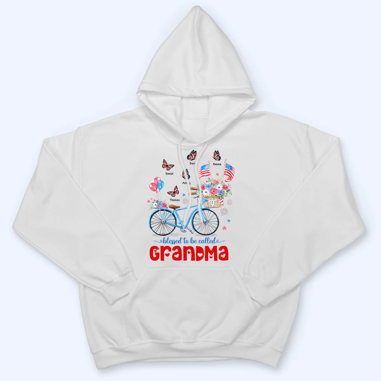 Patriotic Bicycle & Butterfly 4th of July - Personalized Custom Shirt - Gift for Mom, Grandma