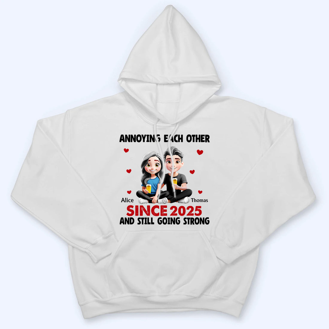 Personalized 3D Effect Couple Annoying Each Other t-shirt, alternate view 5
