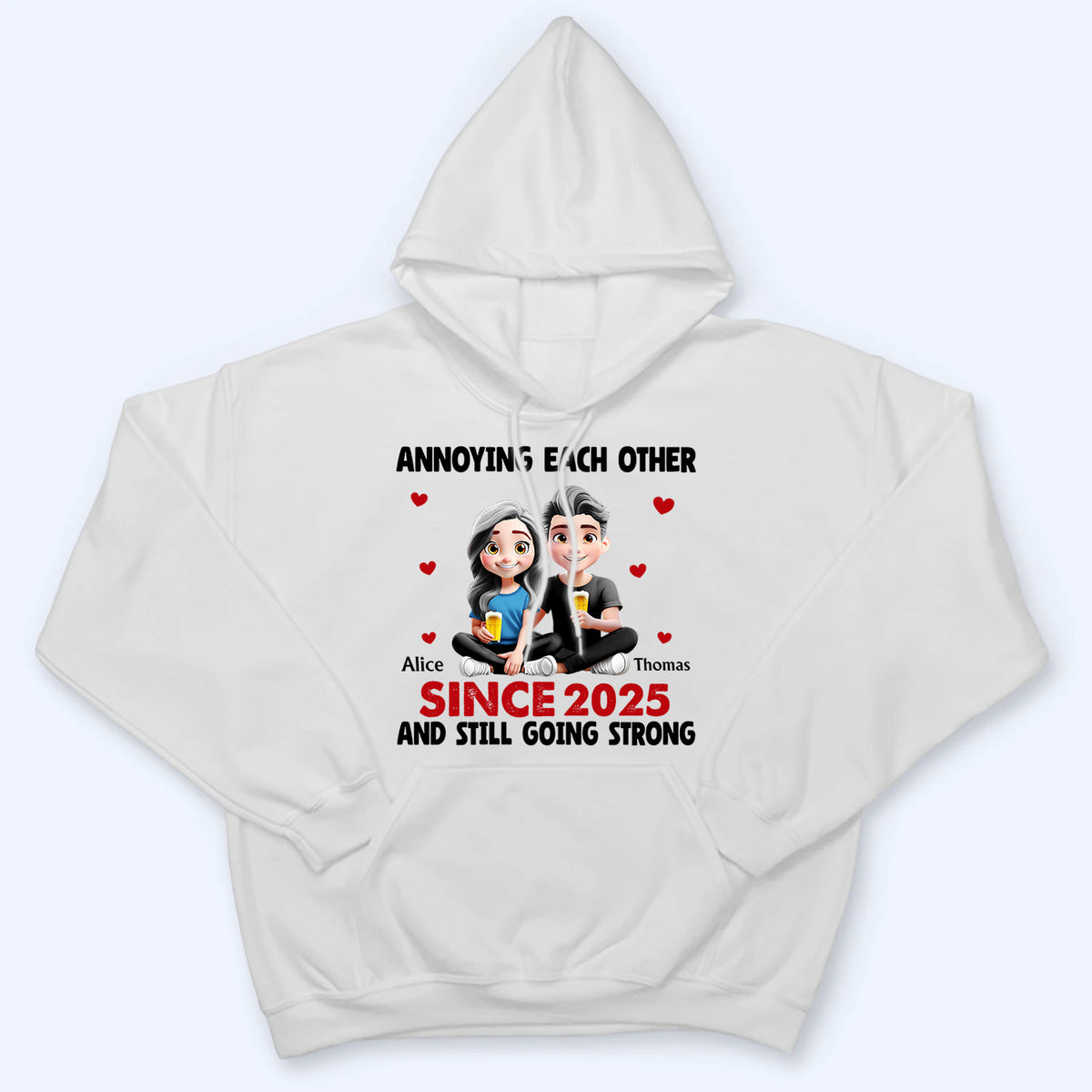 3D Effect Couple Annoying Each Other - Personalized Custom Shirt - Gift For Her/Him, Wife/Husband, Girlfriend/Boyfriend on Anniversary, Valentine's Day