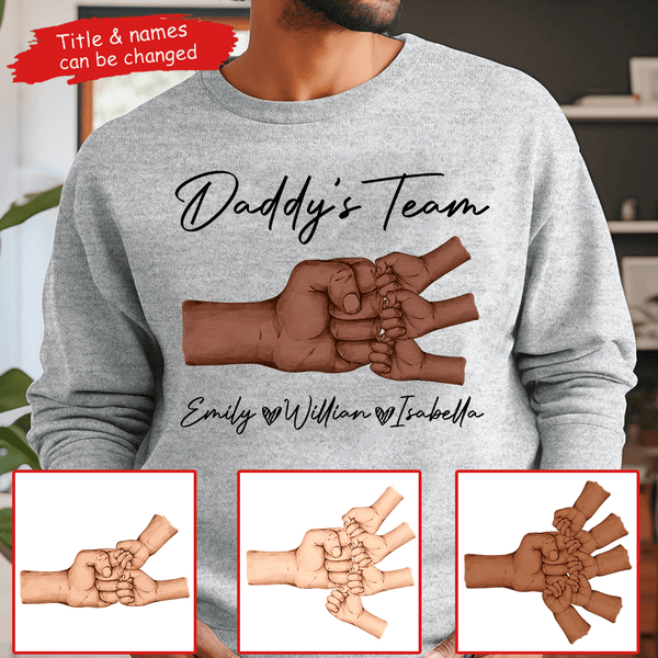 Fist Pump Black Daddy & Kids - Custom T-Shirt - Personalized Gift for Black Dad | Perfect for Black History Month, Juneteenth, or Any Occasion | African American