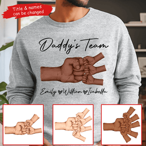 Black Daddy & Kids, Together We're A Team - Personalized Custom T Shirt - Father's Day Gift for Black Dad, Grandpa, Daddy, Dada, African American, Black History Month, Juneteenth