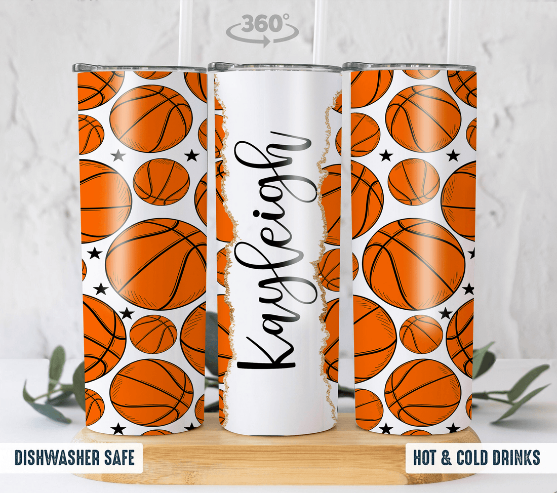 Personalized Doodle Sport Ball skinny tumbler, alternate view 4