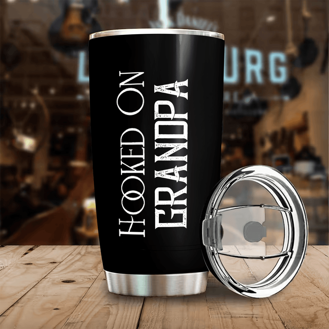 Personalized Hooked on Dad Fishing Dad Pun 20oz tumbler, alternate view 3