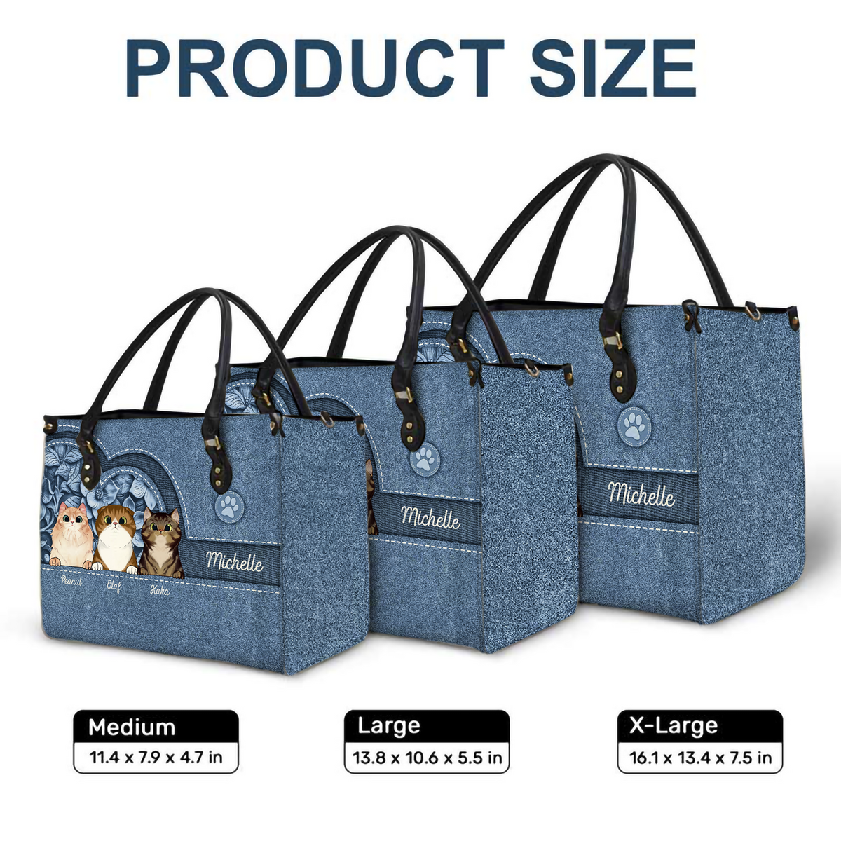 Cat Personalized Leather Handbag - Personalized Gift for Cat Lovers, Cat Mom, Pet Lovers