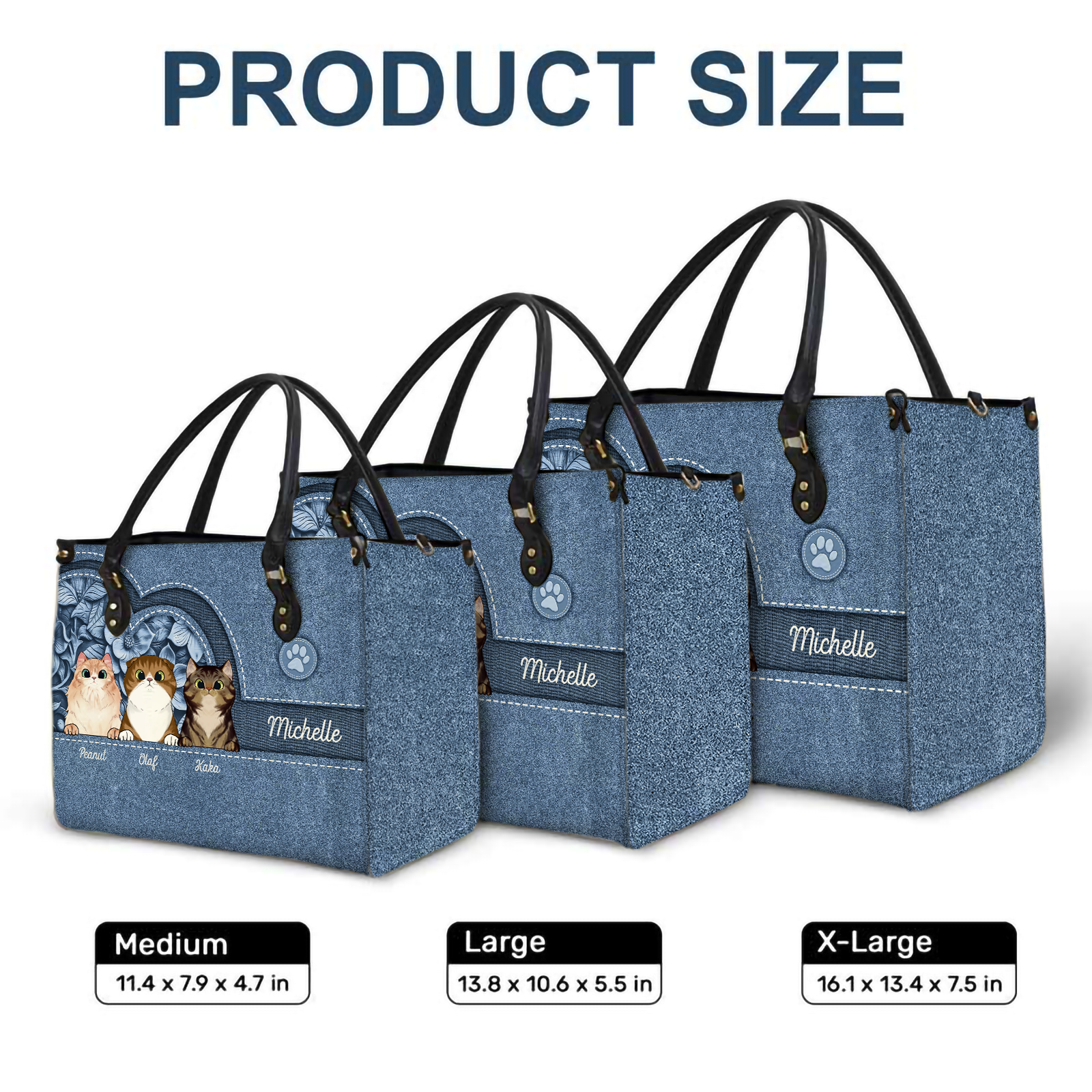 Cat Personalized Leather Handbag - Personalized Gift for Cat Lovers, Cat Mom, Pet Lovers