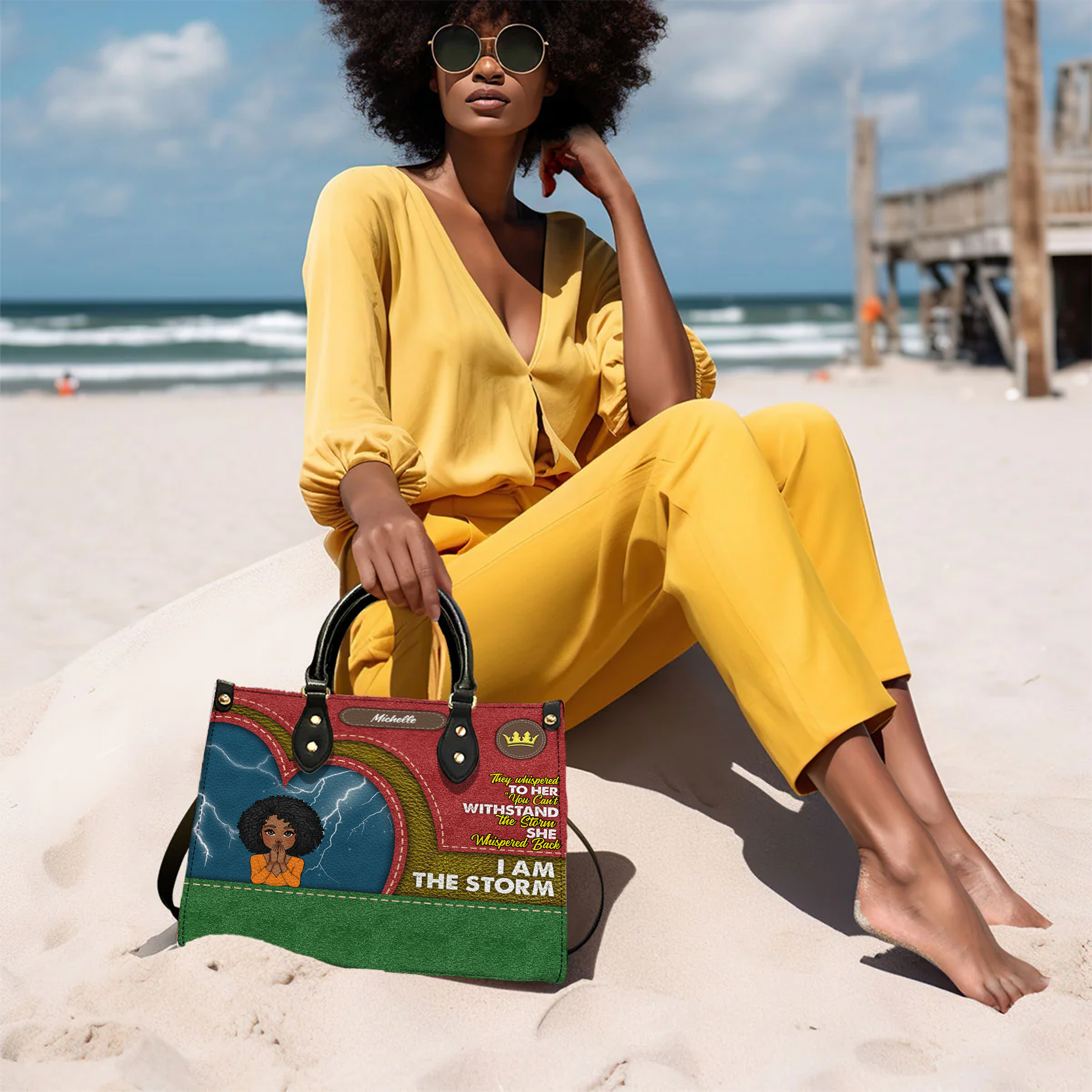 I Am The Storm - Custom Handbag - Personalized Gift For Black Girl, Women, Wife, Best for Black History Month, Juneteenth | African American 4