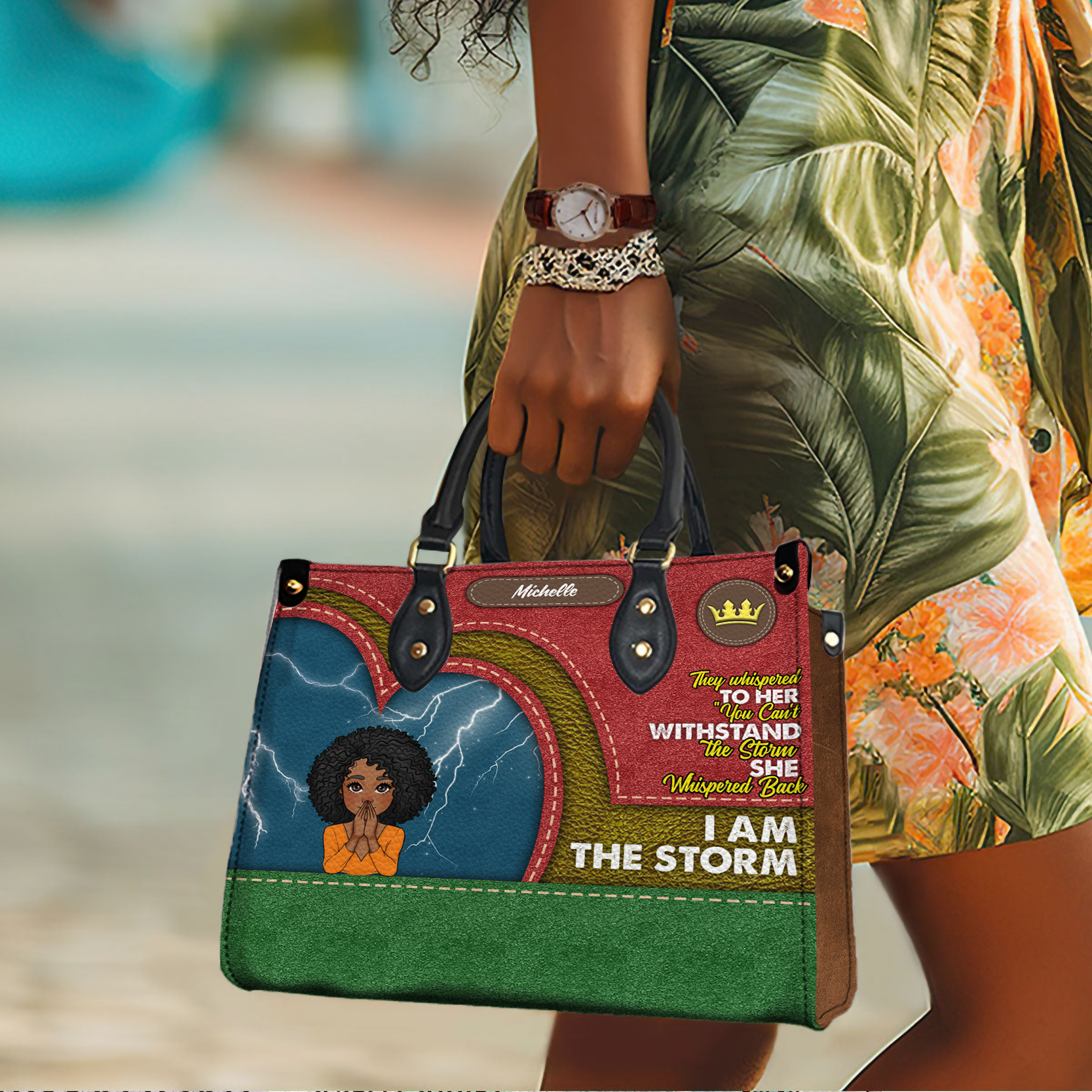 I Am The Storm - Custom Handbag - Personalized Gift For Black Girl, Women, Wife, Best for Black History Month, Juneteenth | African American 3