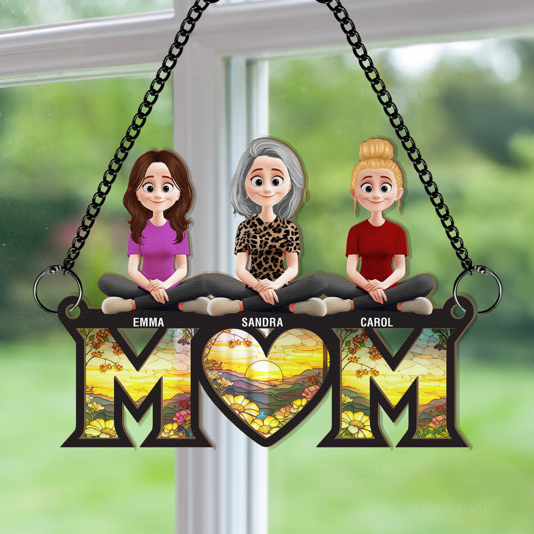 Mom Mother's Day Gift personalized suncatcher ornament, alternate view 3