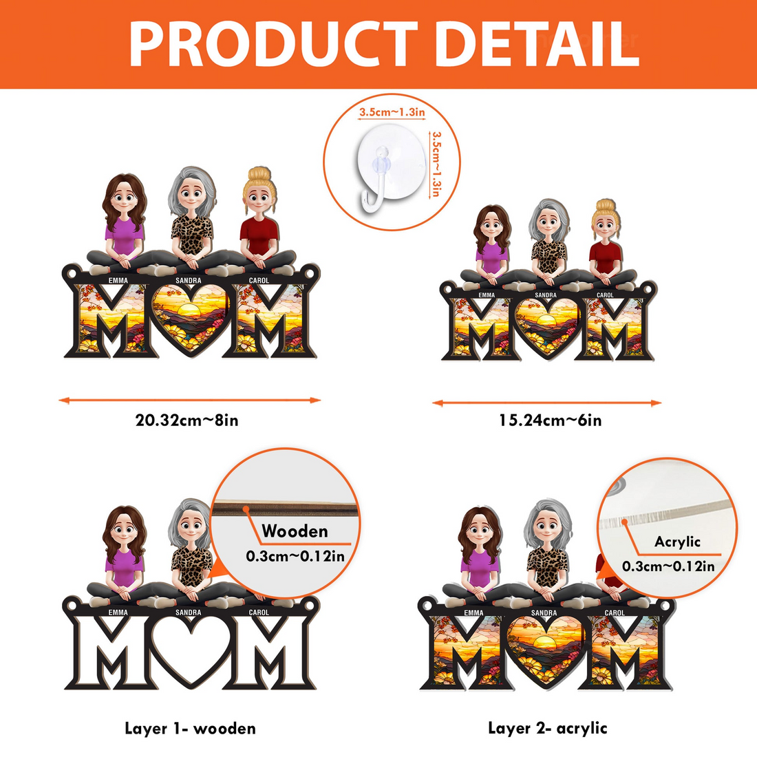 Mom Mother's Day Gift personalized suncatcher ornament, alternate view 4