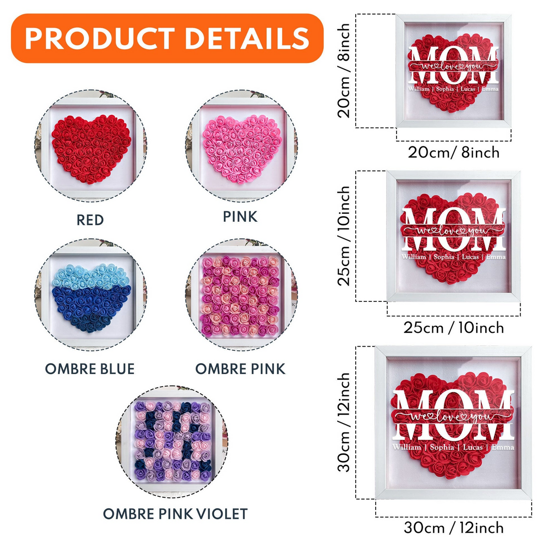 Personalized Mom We Love You flower shadow box, alternate view 7