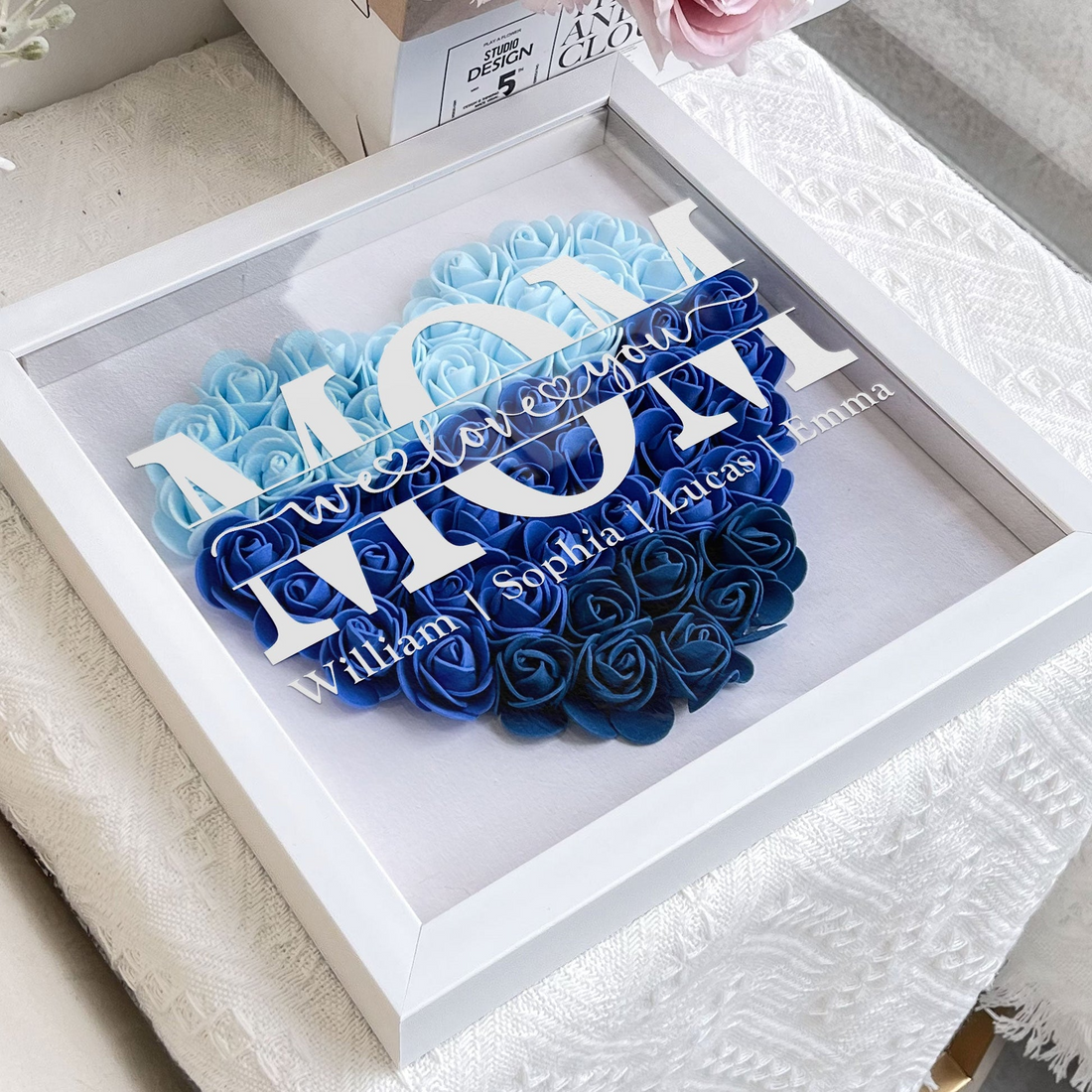 Personalized Mom We Love You flower shadow box, alternate view 4