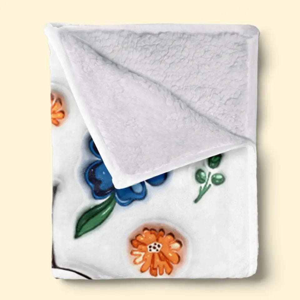 Mom or Grandma's Custom 3D Floral Blanket: Personalized Kids Holding Hands with Names - Unique Mother's Day or Birthday Gift