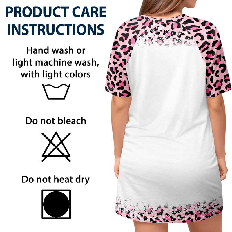 Mom Grandma Kids Butterflies Leopard Pattern - Personalized Women's Sleep Tee - Gift For Mother, Grandmother