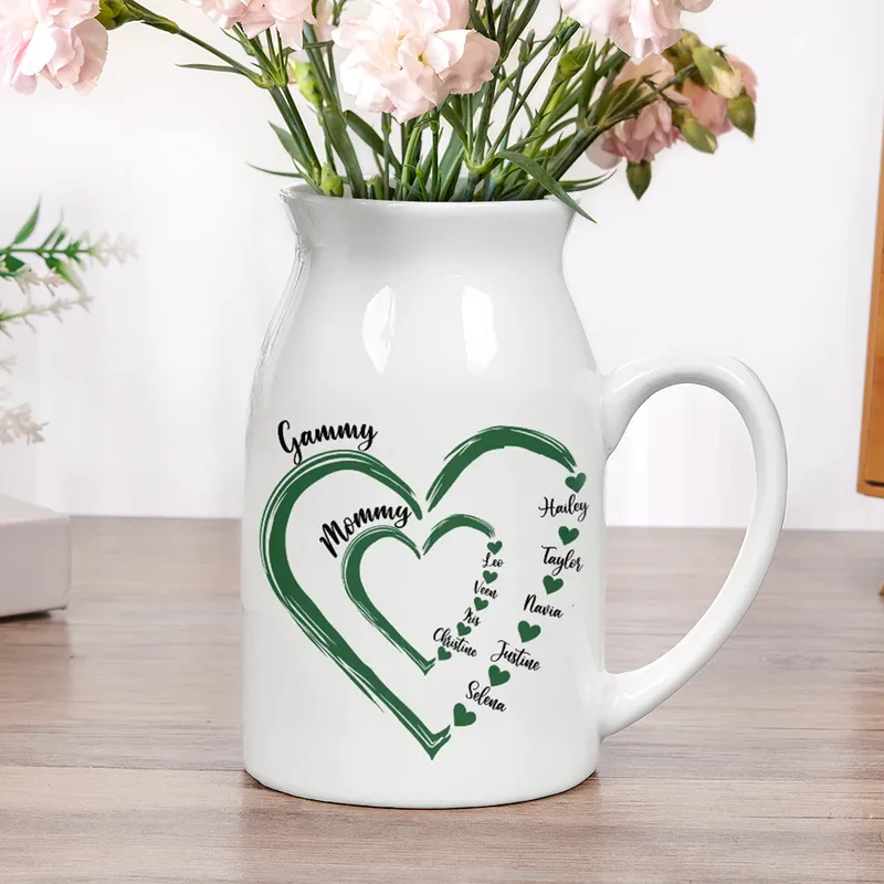 Mom Grandma Sweethearts - Personalized Ceramic Flower Vase - Mother's Day Gift For Mom, Grandma
