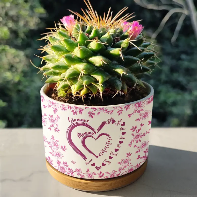 Mom Grandma Sweethearts - Personalized Ceramic Plant Pot - Gift For Mom, Grandma