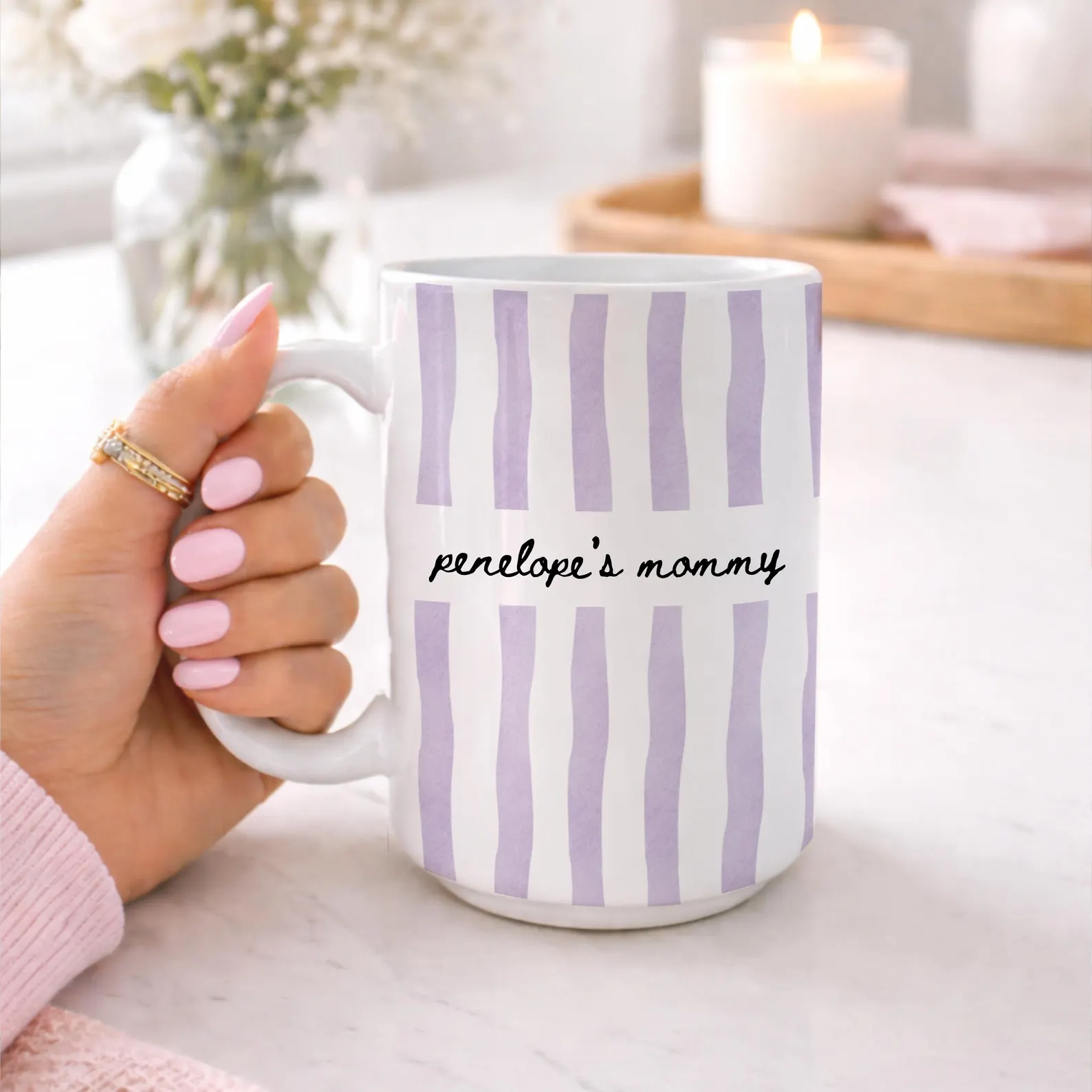 Kids Names Watercolor Mom Mug - Personalized Custom Mug - Mother's Day Gift For Mom, Grandma