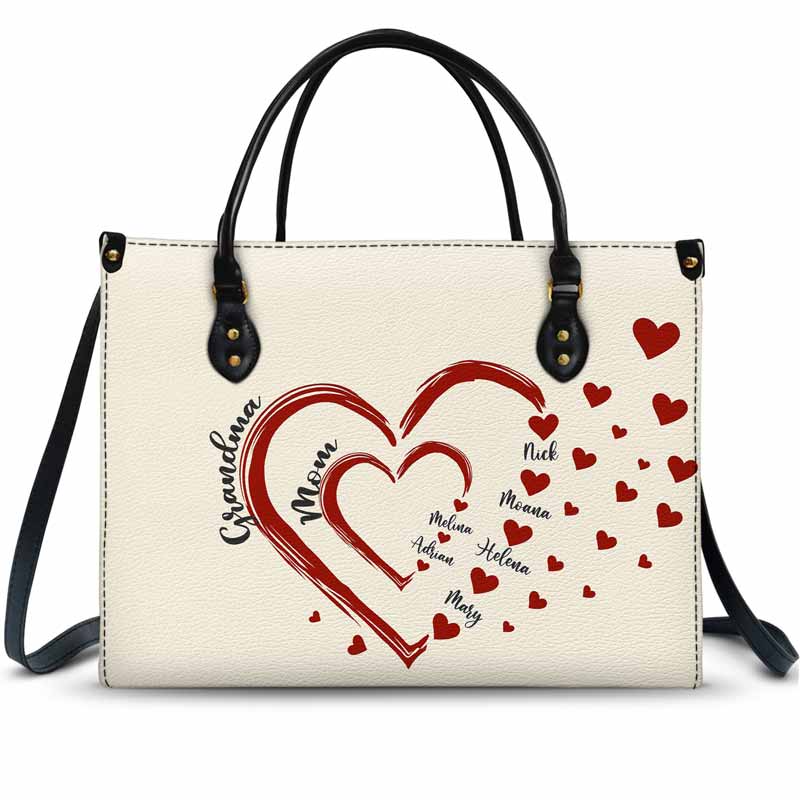 Mom's Grandma's Sweethearts – Personalized Leather Handbag for Mom, Wife, or Grandma | Birthday, Mother's Day or Any Occasion