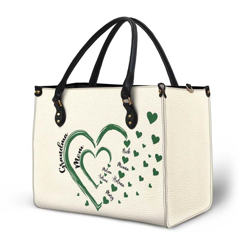 Mom's Grandma's Sweethearts – Personalized Leather Handbag for Mom, Wife, or Grandma | Birthday, Mother's Day or Any Occasion