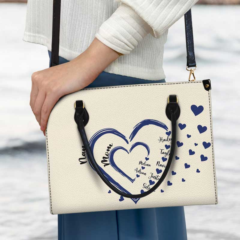 Mom's Grandma's Sweethearts – Personalized Leather Handbag for Mom, Wife, or Grandma | Birthday, Mother's Day or Any Occasion