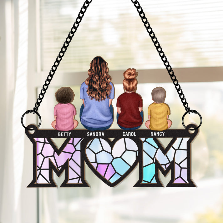 Personalized Mother & Children Bond suncatcher ornament, alternate view 2