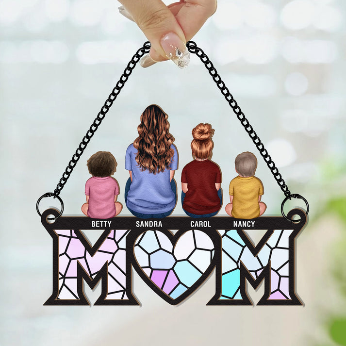 Personalized Mother & Children Bond suncatcher ornament, alternate view 3