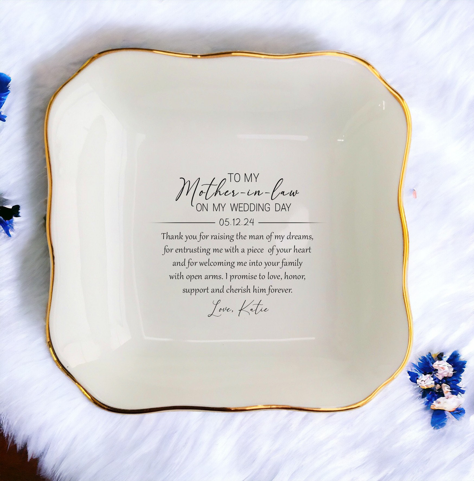 Mother-in-Law Trinket Tray - Personalized Jewelry Dish - Gift For Mother-in-Law, Bridal Shower Gifts From Bride