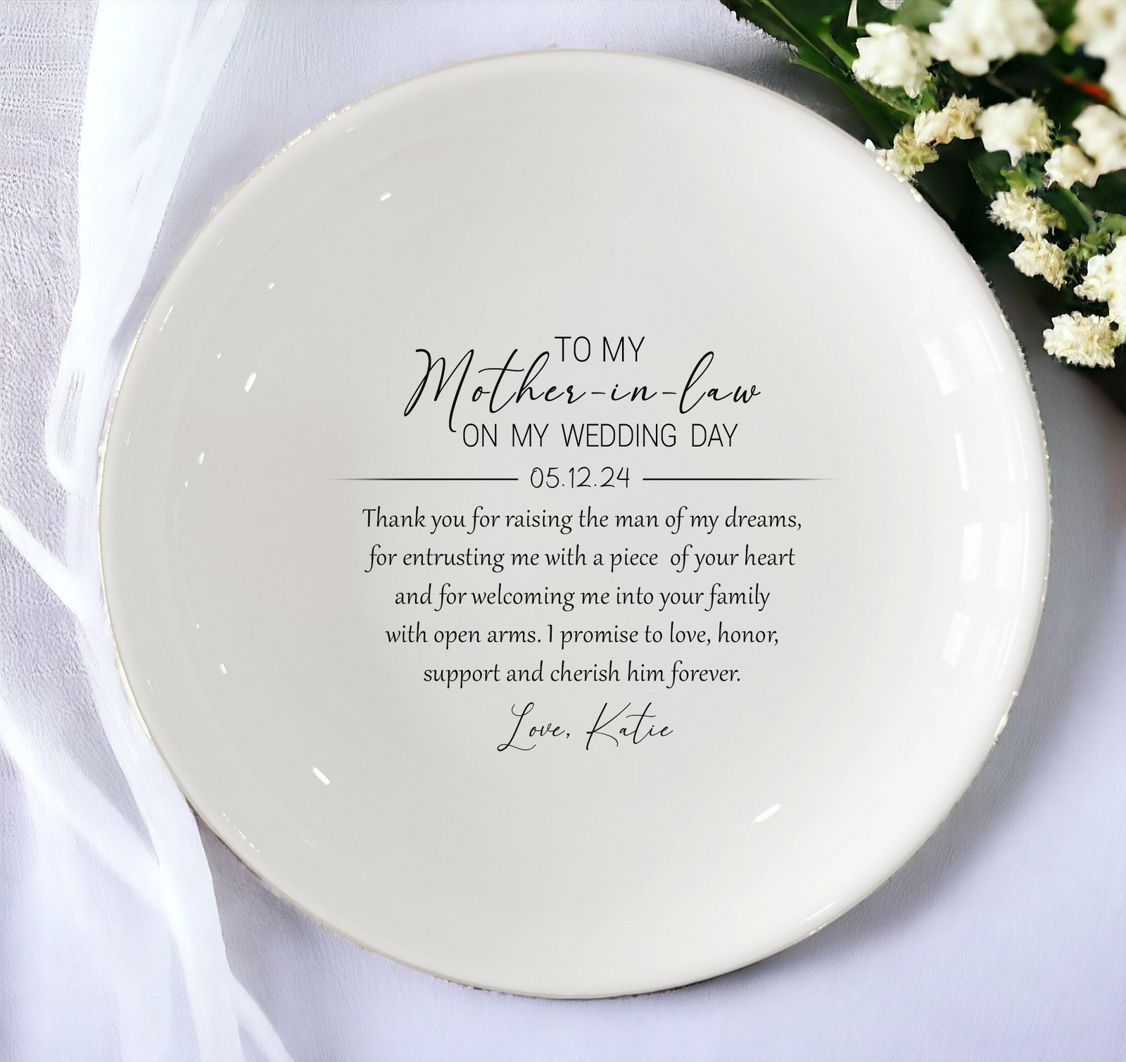Mother-in-Law Trinket Tray - Personalized Jewelry Dish - Gift For Mother-in-Law, Bridal Shower Gifts From Bride