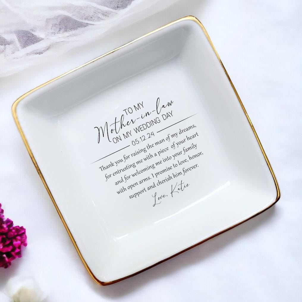 Mother-in-Law Trinket Tray - Personalized Jewelry Dish - Gift For Mother-in-Law, Bridal Shower Gifts From Bride