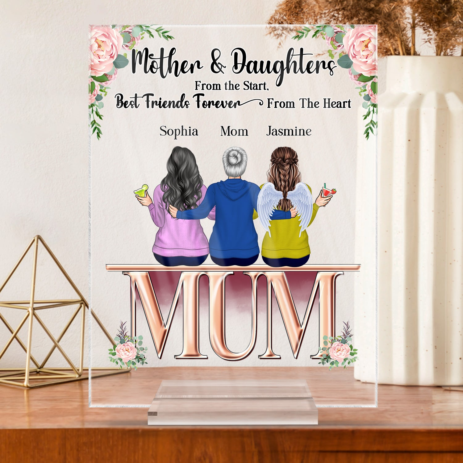 Mother And Daughter Best Friends Forever From The Heart - Personalized Custom Acrylic Plaque - Gift For Mom, Mother