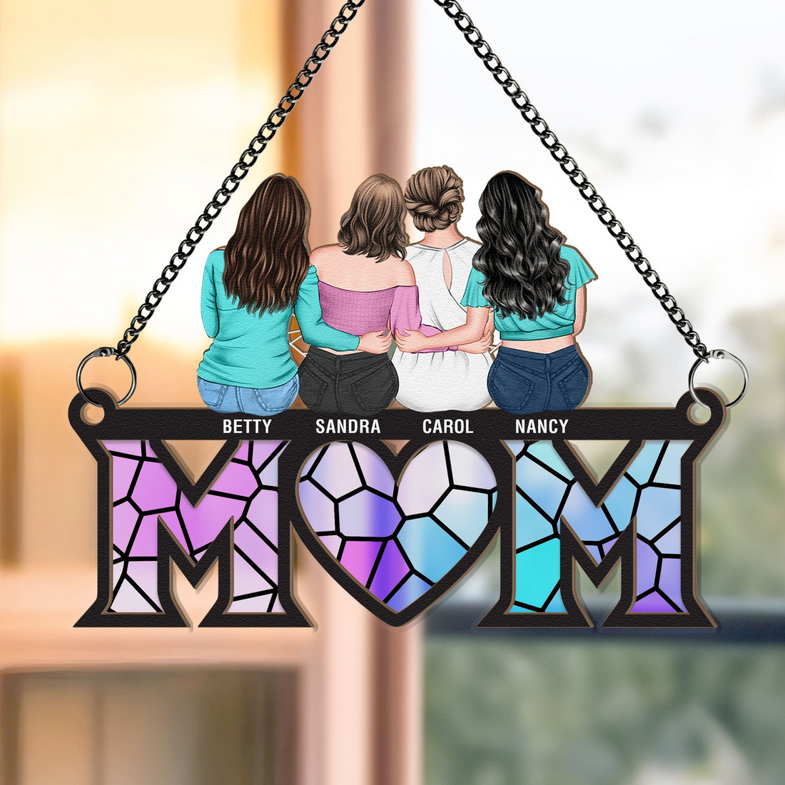 Mother & Children Bond [Aldult Version] personalized suncatcher ornament, alternate view 2