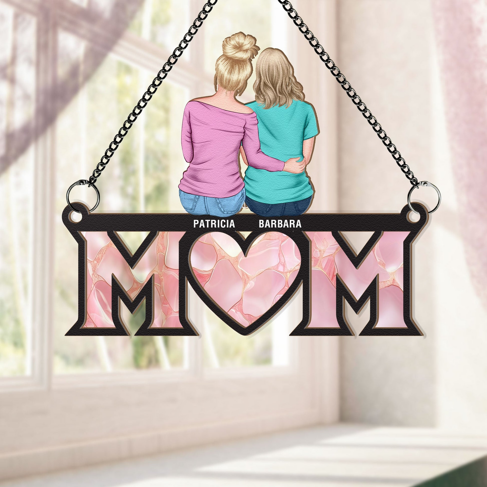 Mother & Children Bond [Aldult Version] - Personalized Window Hanging Suncatcher Ornament - Gift For Mom, Mama, Mommy, Mother
