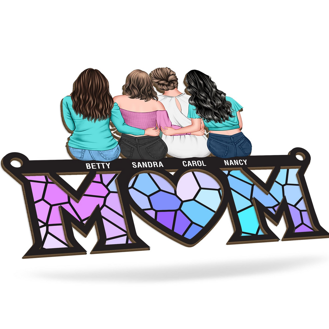 Mother & Children Bond [Aldult Version] personalized suncatcher ornament, alternate view 4