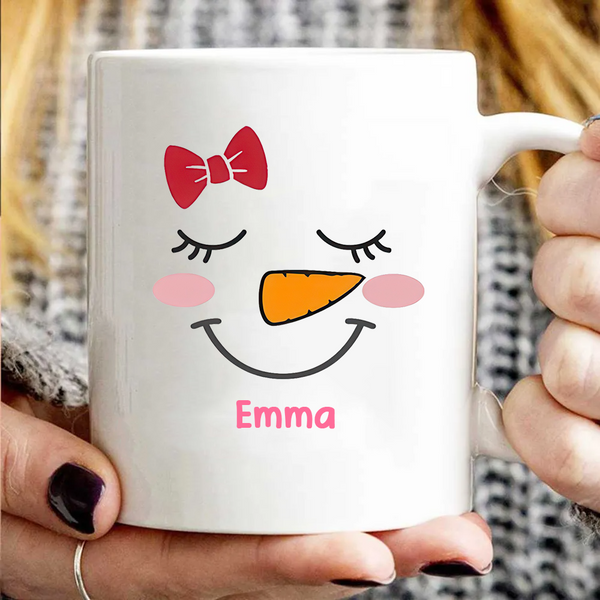 Cute Snowman Faces Christmas Mug - Personalized Custom Mug - Christmas Gift For Family Members, Son, Daughter