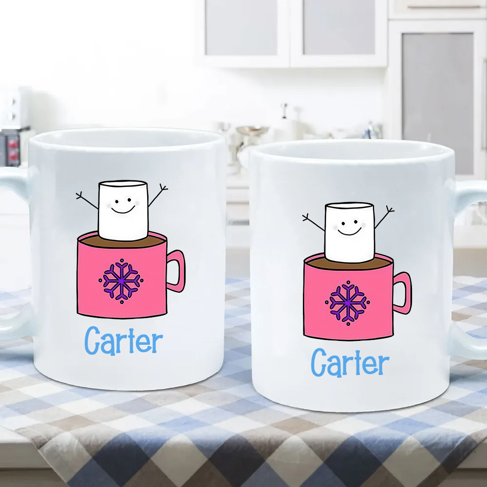 Cute Snowman Faces Christmas Mug - Personalized Custom Mug - Christmas Gift For Family Members, Son, Daughter