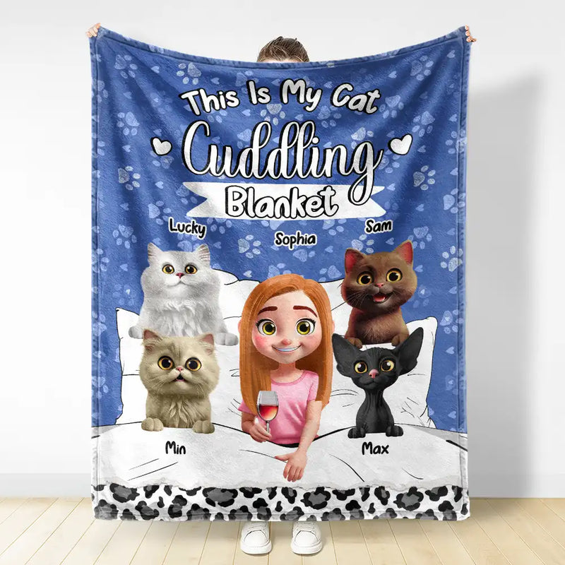 My Cat Cuddling Blanket - Personalized Custom Blanket - Gift for Cat Lovers, Pet Lovers, Cat Mom, Cat Dad