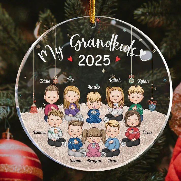My Grandkids - Personalized Circle Acrylic Ornament - Christmas Gift For Grandma/Nana/Mimi, Mom, Wife, Grandparent 2