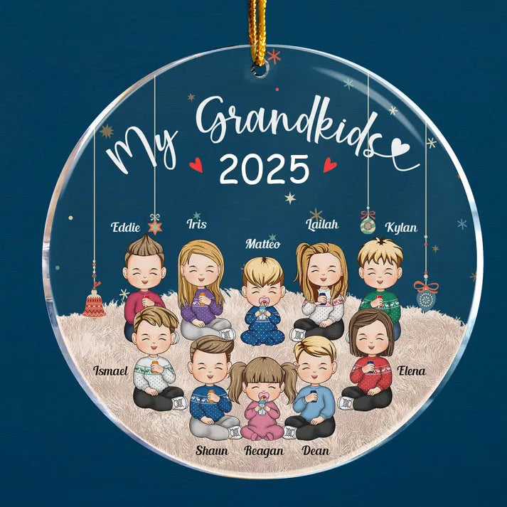 My Grandkids - Personalized Circle Acrylic Ornament - Christmas Gift For Grandma/Nana/Mimi, Mom, Wife, Grandparent 3