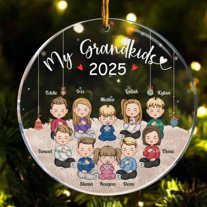 My Grandkids - Personalized Circle Acrylic Ornament - Christmas Gift For Grandma/Nana/Mimi, Mom, Wife, Grandparent 1