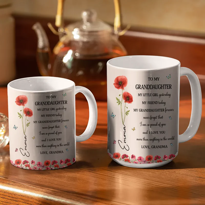 Faux Pressed Birth Flower My Daughter Forever - Personalized Custom Mug - Gift For Daughter, Granddaughter