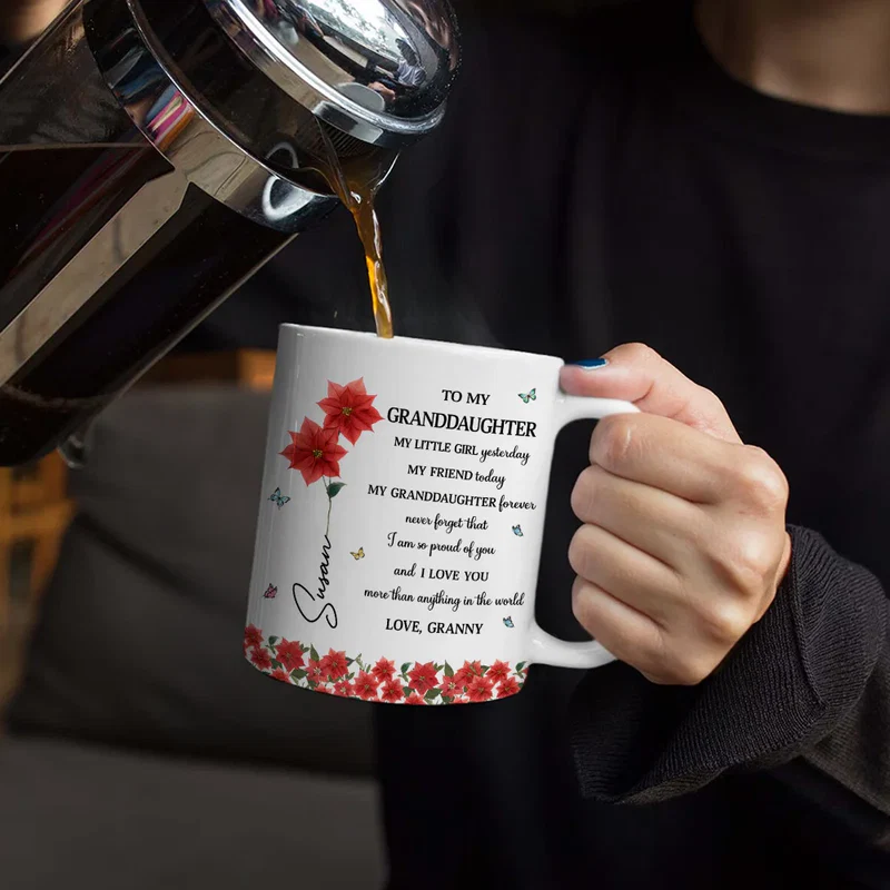 Faux Pressed Birth Flower My Daughter Forever - Personalized Custom Mug - Gift For Daughter, Granddaughter