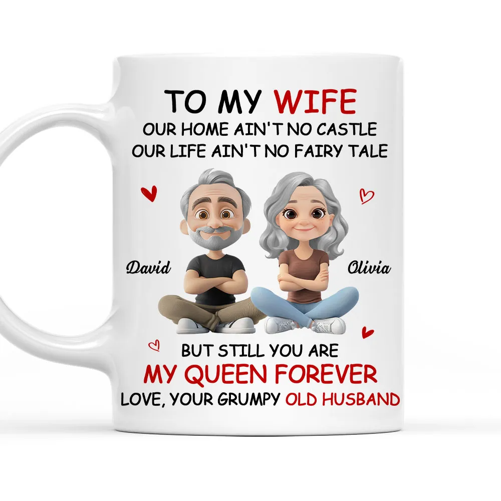 My Queen Forever To My Wife - Personalized Custom Mug - Gift For Her, Wife on Anniversary, Valentine's Day