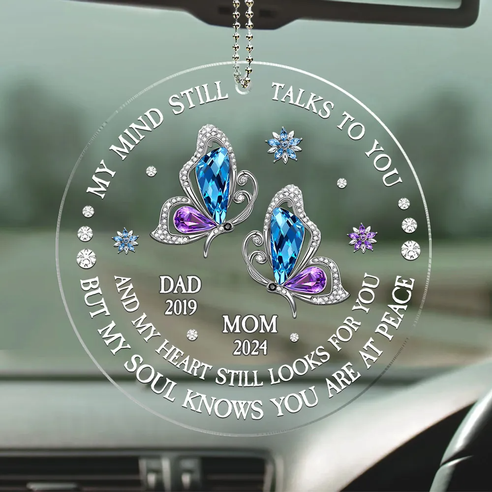 My Soul Knows You Are At Peace - Personalized Acrylic Car Hanger - Memorial Sympathy Gifts For Loss Of Mom, Dad