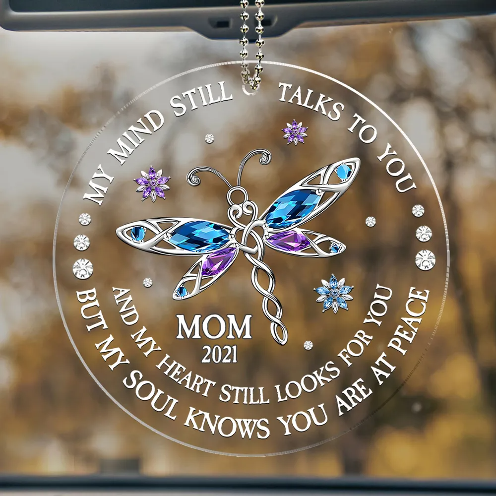 My Soul Knows You Are At Peace - Personalized Acrylic Car Hanger - Memorial Sympathy Gifts For Loss Of Mom, Dad