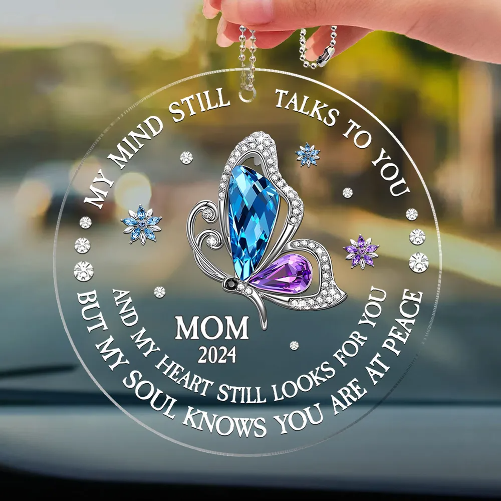 My Soul Knows You Are At Peace - Personalized Acrylic Car Hanger - Memorial Sympathy Gifts For Loss Of Mom, Dad