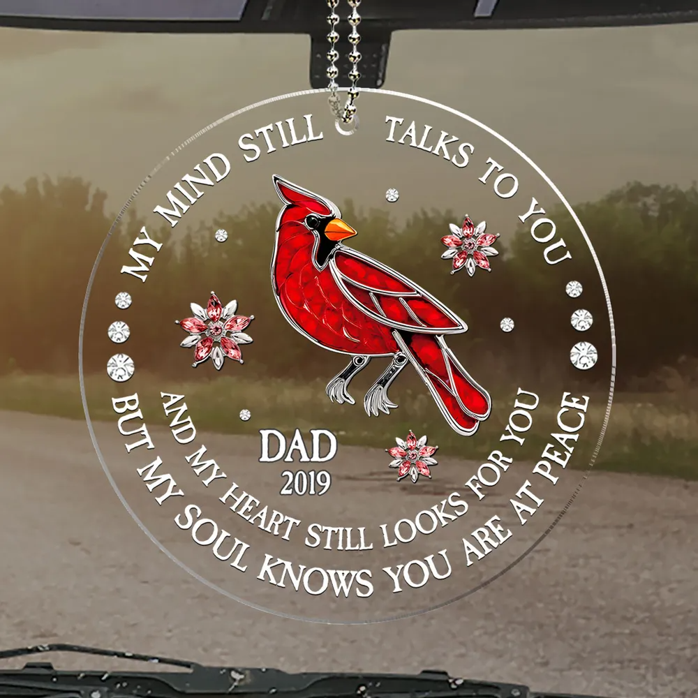 My Soul Knows You Are At Peace - Personalized Acrylic Car Hanger - Memorial Sympathy Gifts For Loss Of Mom, Dad