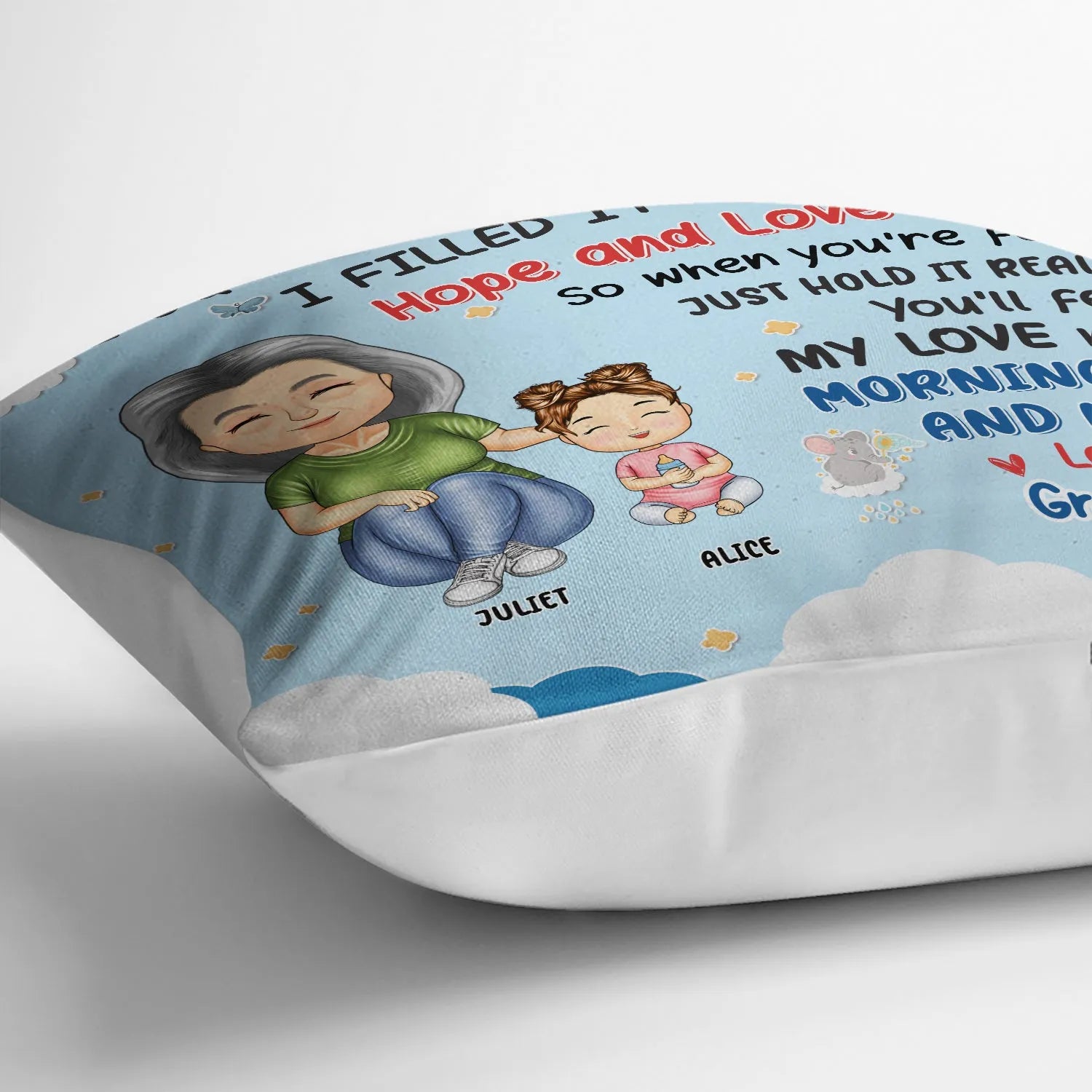 Grandma Mother Hugged This Soft Pillow - Personalized Custom Pillow - Gift For Granddaughter, Grandson, Kids